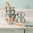 Conjunto de 6 Recipientes de Acero Inoxidable con Tapas de Silicona Multifuncionales + REGALO: Kit de Utensilios de Cocina