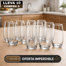 [Llevá 10 Pagá 5] Vasos de Vidrio Transparente Long Drink (¡Elegancia para tu cocina!)