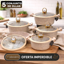 Juego de 5 Ollas de Cerámica Antiadherente con Triple Revestimiento (¡Cociná más rápido y con mucho menos desorden!)